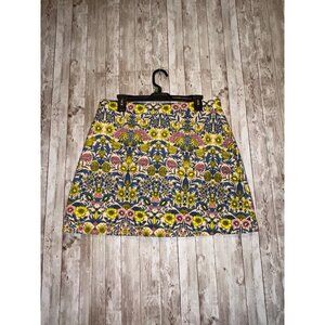 H&M Women's Floral A-Line Mini Skirt Size Large Stretch Fabric Yellow Blue